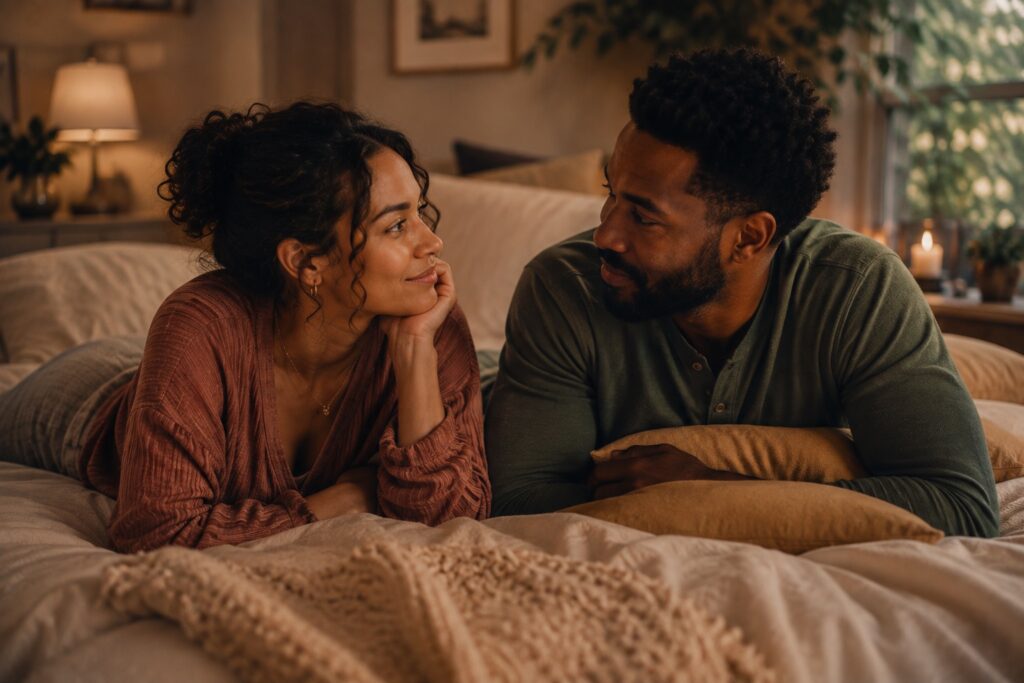 Couple reconnected and at ease after learning to stop repeating the same fight